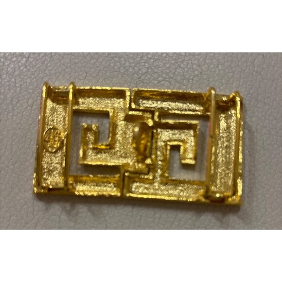 Vintage Dottie Smith Gold-Tone Buckle With Greek Key Design - Picture 4 of 9
